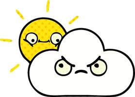 comic book style cartoon sunshine and cloud vector