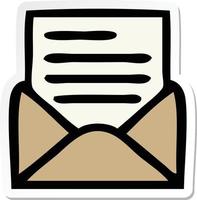 sticker of a cute cartoon letter and envelope vector