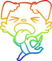 rainbow gradient line drawing cartoon running dog vector