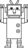 line drawing cartoon robot vector