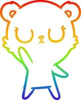 rainbow gradient line drawing peaceful cartoon bear vector