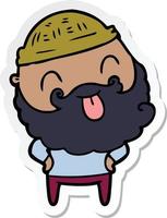 sticker of a man with beard sticking out tongue vector