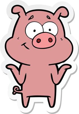 sticker of a happy cartoon pig