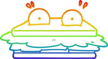 rainbow gradient line drawing sandwich cartoon character vector