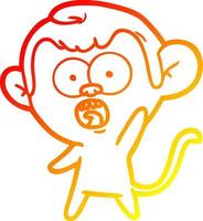 warm gradient line drawing cartoon shocked monkey vector