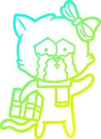 cold gradient line drawing cartoon cat vector
