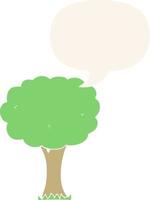 árbol de dibujos animados y bocadillo de diálogo en estilo retro vector