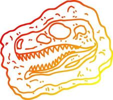 warm gradient line drawing cartoon ancient fossil vector