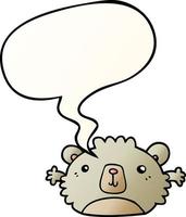 funny cartoon bear and speech bubble in smooth gradient style vector