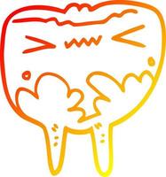 warm gradient line drawing cartoon bad tooth vector