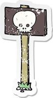 retro distressed sticker of a cartoon spooky sign post vector