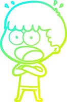 cold gradient line drawing cartoon shocked man vector