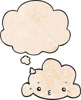 cute cartoon cloud and thought bubble in grunge texture pattern style vector