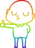 rainbow gradient line drawing cartoon bald man vector