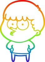 rainbow gradient line drawing cartoon curious boy vector