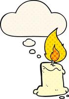 cartoon candle and thought bubble in comic book style vector