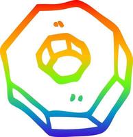 rainbow gradient line drawing cartoon nut vector