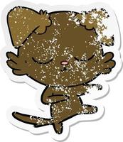 distressed sticker of a cute cartoon dog vector