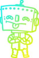cold gradient line drawing cartoon robot vector