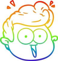 rainbow gradient line drawing cartoon male face surprised vector