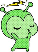 cartoon of a cute kawaii alien vector