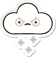 sticker of a cute cartoon snow cloud vector