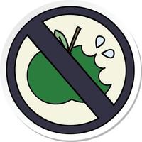 sticker of a cute cartoon no eating sign vector