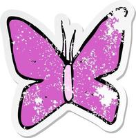 retro distressed sticker of a cartoon butterfly symbol vector