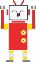 flat color retro cartoon robot vector