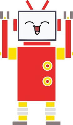 flat color retro cartoon robot