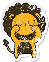 distressed sticker of a cartoon lion vector