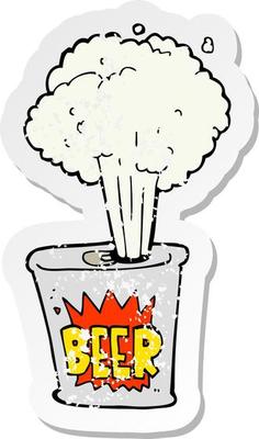 retro distressed sticker of a cartoon beer can