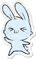 distressed sticker of a cute cartoon rabbit vector