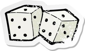 retro distressed sticker of a cartoon dice vector
