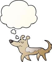 cartoon dog and thought bubble in smooth gradient style vector