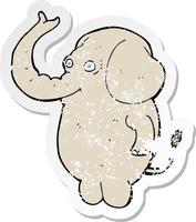 retro distressed sticker of a cartoon funny elephant vector