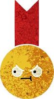 retro illustration style cartoon gold medal vector