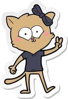 sticker of a cartoon cat vector