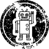 dancing robot distressed icon vector