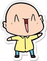 sticker of a happy cartoon bald man vector