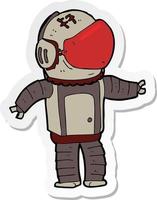 sticker of a cartoon astronaut vector