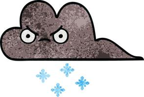 retro grunge textura dibujos animados tormenta nieve nube vector