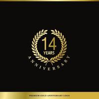 Luxury Logo Anniversary 14 Years Used for hotel, Spa, Restaurant, VIP, Fashion and Premium brand identity. vector