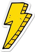 sticker of a cartoon lightning bolt vector