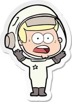 sticker of a cartoon surprised astronaut vector