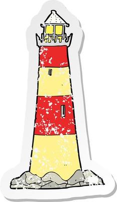 retro distressed sticker of a cartoon light house