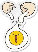 sticker of a cartoon cracked egg vector