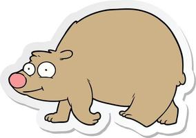 sticker of a cartoon walking bear vector