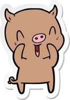 sticker of a happy cartoon pig vector