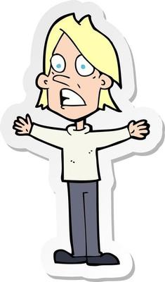 sticker of a cartoon frightened man